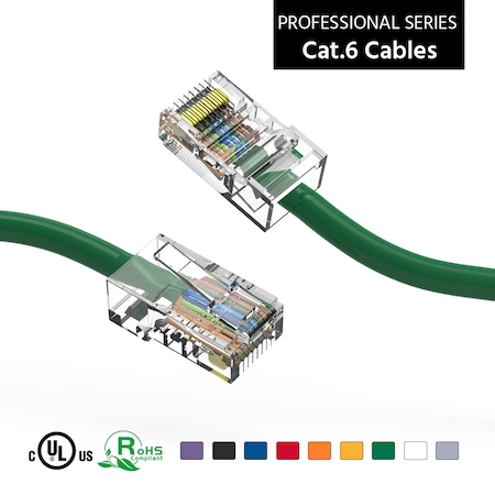 CAT6 UTP Ethernet Network Non Booted Cable- 100ft Green